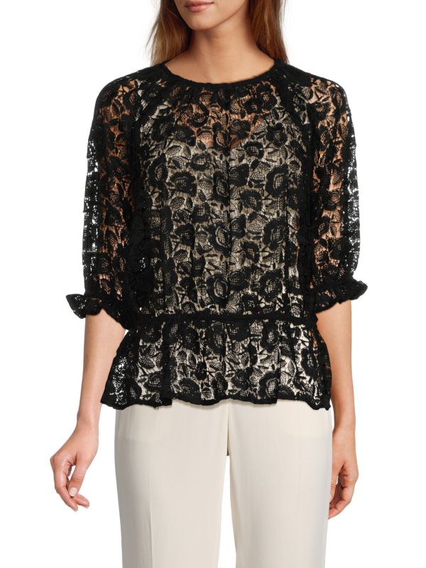 7 For All Mankind ?Lace Ruffle Top